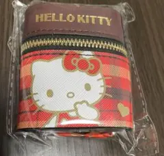 ハローキティ　スカーフ付きチャームポーチレッドチェック柄