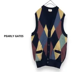 レア☆PEARLY GATES アーガイルウールニットベスト ゴルフウェアー　L