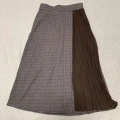 チェック柄プリーツロングスカート 40/L