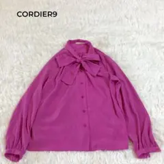 CORDIER コルディア　ボウタイブラウス 長袖 ドット シアー ピンク Fのサムネイル