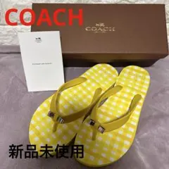 値下げ！新品未使用！COACH コーチビーチサンダル黄色のサムネイル