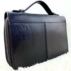 美品✨ カステルバジャック オーガナイザー セカンドバッグ 家紋 黒 橙 多機能