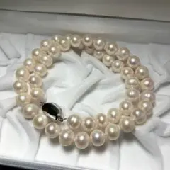 大粒✨ 本真珠 8.5-9.5mm パール ネックレス ホワイト Silver