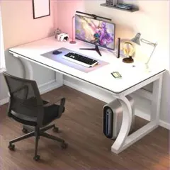 北欧風 C 型 PC デスク 配線穴付き ゲーミング・仕事・勉強に多用途