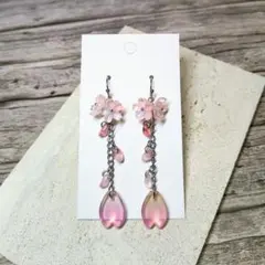 桜と花びらのピアス、イヤリング無料交換できます