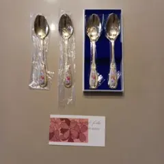 花柄装飾ゴールド仕上げティースプーン4本セット