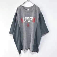 古着リメイクTシャツ　グレー切り替え　ゆったりサイズ　プリント