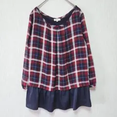 【HusHusH】（M）チェック柄ドッキングブラウス/大人可愛い/体型カバーのサムネイル