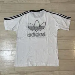 激レア！　アディダスバックプリントTシャツ　刺繍 ホワイト×ブラック