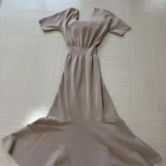 rienda ベージュ ニット 半袖 ロングワンピース