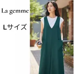 La-gemme サロペット ワンピース Vネック グリーン Lのサムネイル