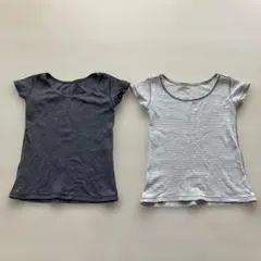 半袖シャツ2枚セット（無地・ストライプ）　90cm