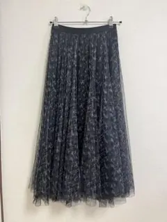 迷彩柄チュールロングスカート