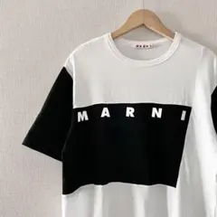 美品！MARNI ロゴプリント 半袖Tシャツ L相当 ホワイト×ブラック マルニのサムネイル