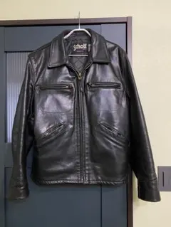 Schott（ショット）642 レザーライダースジャケット サイズ40 古着 ショット ブラックレザーシングルライダースジャケット642 サイズ40