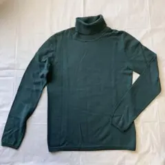 【美品】UNIQLO ユニクロ ウール100% タートルネックセーター M 緑
