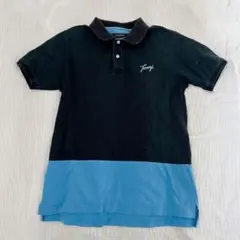 TOMMY ポロシャツ M ブラック/ブルー