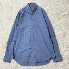 無印良品 長袖シャツ M ブルー 綿100% ボタンダウン メンズ