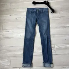 【美品】ブルーレーベルクレストブリッジ　スキニーデニム ライトブルー　チェック