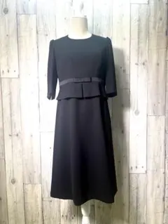 IGIN イギン(11AR)ブラックフォーマル ワンピース ウエストリボン付