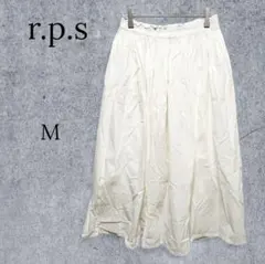 【アールピーエス】ロングフレアスカート ウエストゴム コットン 綿 ホワイト Ｍ