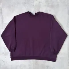 90s USA古着　JERZEES　プレーン スウェット　無地　紫　ボックス丈