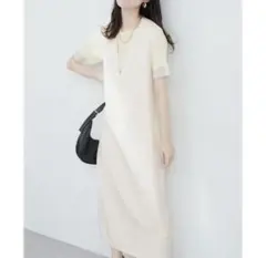 カットジョーゼットVネックワンピース