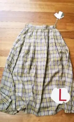 しまむら　terawearemu イエローチェックスカート　Lサイズ