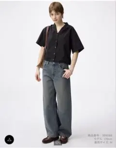 GU/バレルレッグジーンズ/67 BLUE/Mサイズ