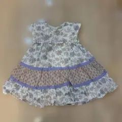 petit main 花柄フリル付き半袖ワンピース