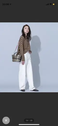 ボーダーワイドドロップトップス