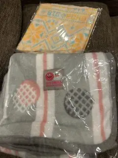 グレーのストライプドットブランケット　エコバッグ