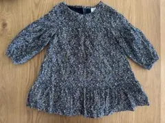 【美品】80〜95cm GAP 花柄 ワンピース 長袖 ブルー/ネイビー