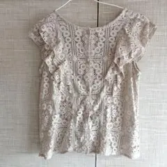 a*i様 レースフリルベージュシャツ 半袖