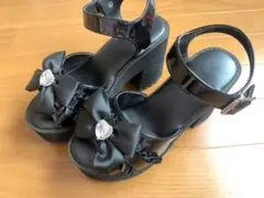 アベイル　マジョレッティ　 厚底サンダル　 黒 リボン　Mのサムネイル