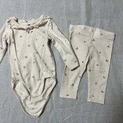 H&M オーガニックコットン 花柄ロンパースとレギンスセット　ベビー服
