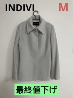 INDIVI ショートコート、羊毛、アンゴラ カシミヤ オフホワイ38(M)