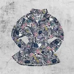 00s vintage 総柄ジップアップ 星柄 レトロ ポップ 古着