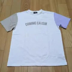 新品☆コムサイズム　白×ベージュ×ラベンダー　半袖ロゴTシャツ150㎝