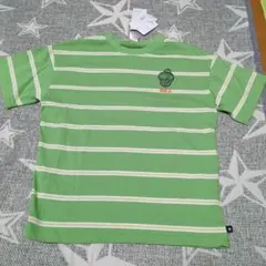 REX刺繍付きグリーンストライプTシャツ 140【新品】
