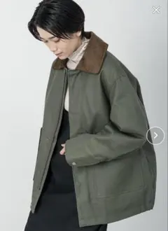 送料込み！防寒ビッグシルエットミドルコートカーキジャケット