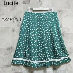 Lucile【13(XL)】フレアスカート グリーン 緑 総柄 レトロ ギャザー