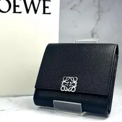 【美品】ロエベ 二つ折り財布 アナグラム コンパクト フラップウォレット