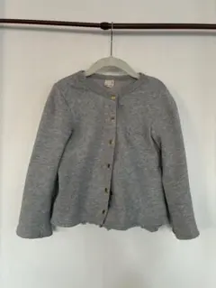 petit main グレー 後ろフリルカーディガン