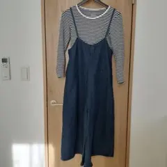 ♥デニム　ワイドロングサロペット