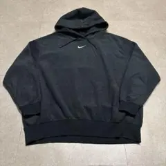 Nike ナイキ　パーカー　プルオーバー　パイル生地　センターロゴ　黒　XLのサムネイル