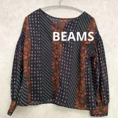 BEAMS花柄ストライプ長袖シャツのサムネイル
