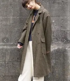 ローリーズファーム　TRチェックWロングコート