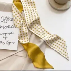 【新品】水玉模様リボン ドット スカーフ 襟巻き バッグアクセサリー 髪飾り