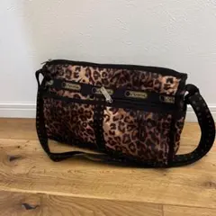超美品LeSportsac ヒョウ柄 ショルダーバッグ　黒　茶　レオパード